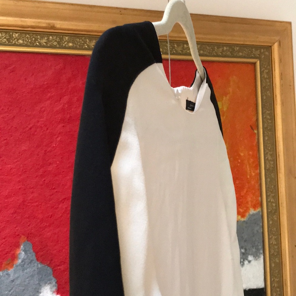 White with black dress